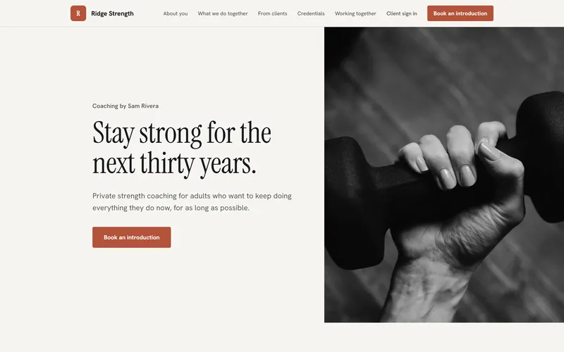 The Editorial template: premium one-to-one coaching.